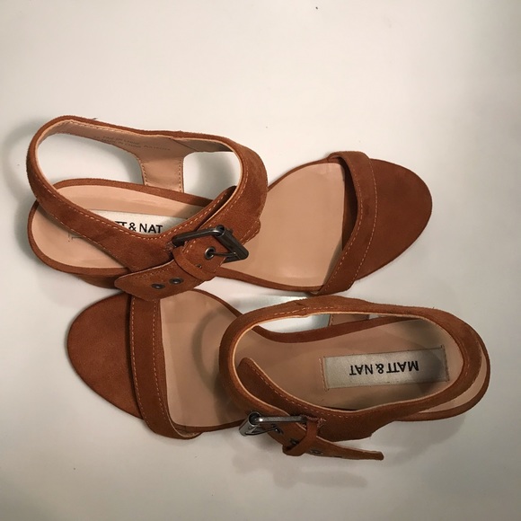 Matt and Natt High Heel Suede Block Sandal - 7 - Picture 2 of 5